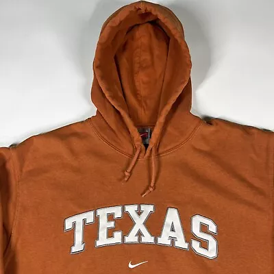 Vintage Nike Team Texas Longhorns Large Center Check Swoosh Hoodie Orange 90s • $28.95