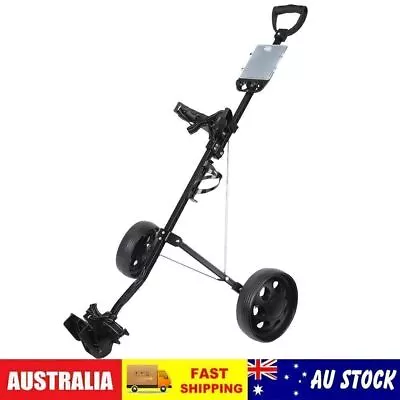 Foldable 2 Wheel Push Pull Golf Club Cart Trolley Buggy Golf Accessories Black • $88.99