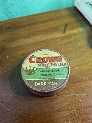 Crown Dark Tan Shoe Polish Tin Vintage Super Wax  • $15