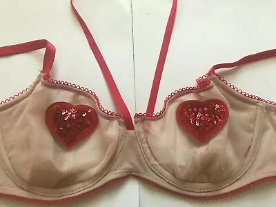 Victoria Secret Dream Angel Push Up Without Padding Bra 32D NEW RED BLING Heart  • $26.99