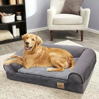 BingoPaw Large Orthopaedic Sofa Dog Bed Pet Couch With Washable Cover Grey • £81.97