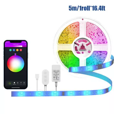 LED Strip Lights 100ft 50ft Music Sync Bluetooth 5050 RGB Room Light With Remote • $8.99