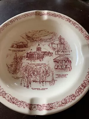 Vintage Georgia By Vernon Kilns Souvenir Ashtray 5 3/4 Inch • $17.50