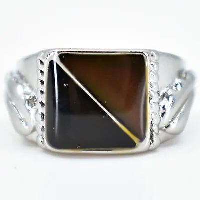 Geometric Square Triangle Color Changing Contrasting Silver Painted Mood Ring • $5.99