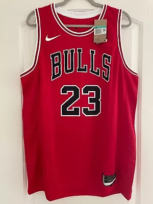 Michael Jordan #23 Chicago Bulls Red Swingman Jersey Mens NWT Icon Edition • $70