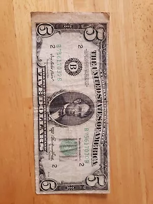 1950A $5 A Major Miscut Error  Rare Federal Reserve Note.    • $500