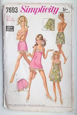 1960s Vintage French Knickers Cami Slip Lingerie Simplicity 7963 Sewing Pattern • £5.99