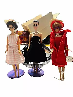 X 3 Lot  Vintage Mattel 1960s Barbie Bubble Cut And Fashion Doll • $41