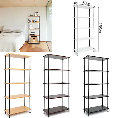 5 Tier Shelving Display Unit Versatile Wall & Pantry Storage Modern Wooden Metal • £49.99