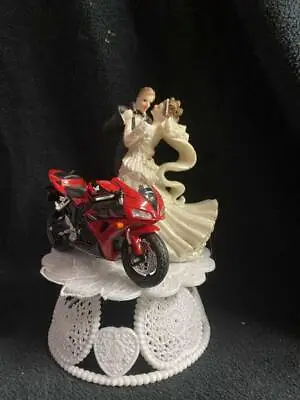 Wedding Cake Topper W/ RED Honda Crotch Rocket Motorcycle Bike Racing Top Dance • $49.88