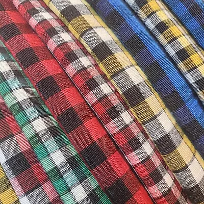 *Sale* Gingham Linen Check Cotton Vichy Fabric  1  1/4  1/8  Plaid Material 44  • £7.29