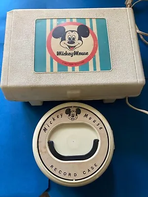 Vintage Mickey Mouse Record Player Sears Roebuck 7  33 + 45 Rpm And Record Case • $39.95