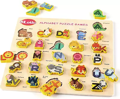 $14.31 • Buy Wooden Peg Animal Alphabet Puzzle Game For Toddlers 2-6 Years Old, Alphabet Puzz
