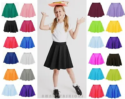 £5.99 • Buy Girls Kids Flared Skater Skirt Summer School Uniform Party Elasticated Waist 13y