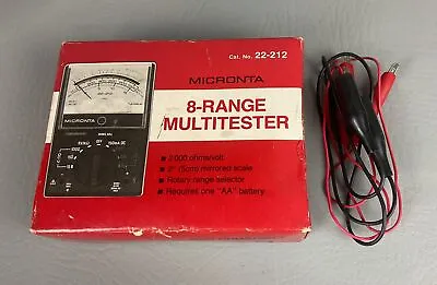 MICRONTA 22-212 8 RANGE MULTITESTER IN ORIGINAL BOX And Owners Manual/works. • $8.95