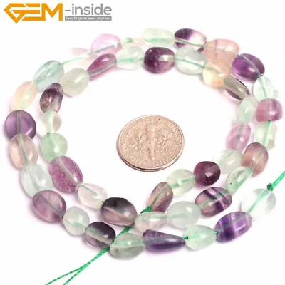 Natural Genuine Rainbow Fluorite Gemstone Charm Beads For Jewelry Making 15  DIY • £6.12