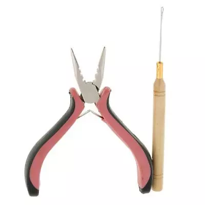 Hair Extensions Pliers Hook  Tool Kit Set For Silicone Micro Ring Loop • £8.39