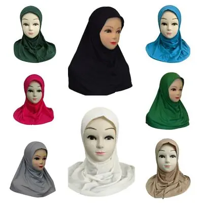 Girls Hijab Head Scarf Burqa Scarves Cotton Burka Pray Muslim Mosque Kids Islam • £3.99