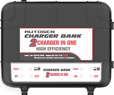 2-Bank Marine Battery Charger 10-Amp (5-Amp Per Bank) Dual Battery Trickle Cha • $110.61