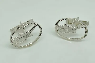 Vintage Sterling Silver CYPRUS Country Map Outline Cufflinks • £19.99