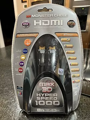 New Monster 1000 HDX Max 3D Hyper Speed HDMI Cable 8Ft/2.43m 21 Gbps • $17.95