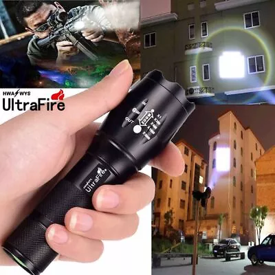 Ultrafire 50000LM T6 LED Flashlight Focus Military 18650 Battery+Torch Holders • $14.98