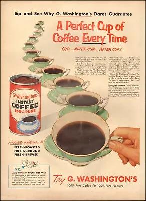 1950's Vintage Ad For G. Washington Coffee Retro Car Saucer Art     11/23/21 • $8.59