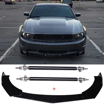 For Ford Mustang Front Bumper Lip Splitter Chin Spoiler Body Kit + Strut Rods • $65.86