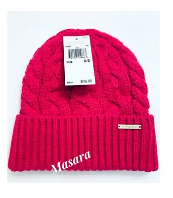 Women MK Michael Kors Patchwork Cable Knit Beanie Electric Pink  • $16.99