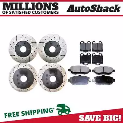 Front And Rear Drilled Brake Rotors Black & Pads For Lexus SC430 GS300 IS300 V8 • $192.41