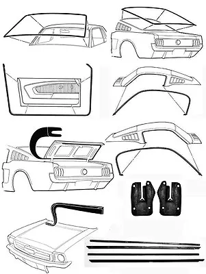 New! 1965 - 1966 MUSTANG Fastback Deluxe Weatherstrip Seal Kit Windshield Doors • $340.03