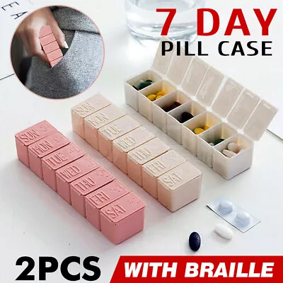 2PCS 7 Day Weekly Pill Box Medicine Tablet Organizer Dispenser Container Case AU • $8.93