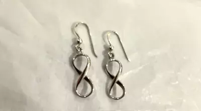 Sterling Silver Figure Of Eight Earrings Hook In Pierced Ear • £9.95