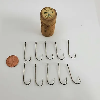 Phlueger Carlisle 8 Bull Dog Fishing Hooks 3921 10 Hooks Cork Vintage Rare • $17.98