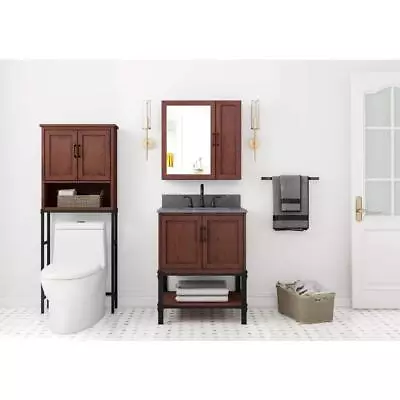 Home Decorator Medicine Cabinet W/ Mirror 30 Hx30 W Rectangular Wood Brown Oak • $201.46