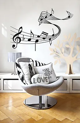 Music Notes 45 Sticker Love Wall Art DIY Decoration Room Car Shower Heart Staff‏ • £9.82