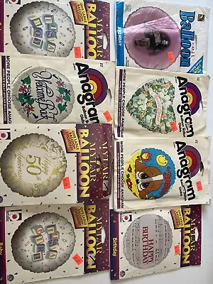 Lot Of 10 Vintage Foil / Mylar Balloons Birthday Baby 50th Anniversary Sorry • $14.40