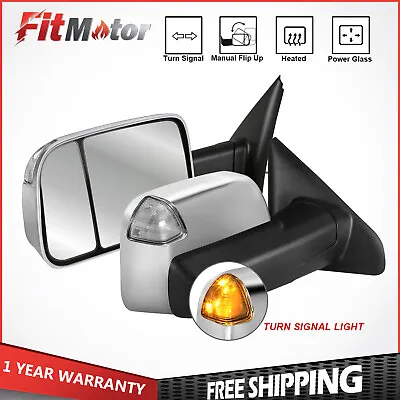 Chrome Power Heated Tow Mirrors For 02-09 Dodge Ram 1500/2500/3500 Left+Right • $125.79