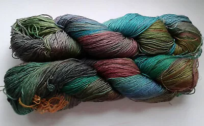 Luxury Maharaja Laceweight Silk Yarn Forest Shades. 2x100g Weaving/Textile Arts • £65