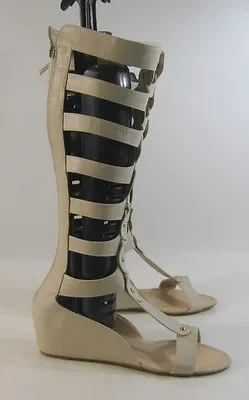  Ivory 2 Wedge Heel Open Toe Sexy Gladiator Knee SANDAL  WOMEN   Size 7.5 • $9.99