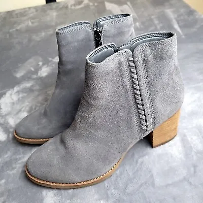 Blondo Nina Waterproof Booties Gray Suede Women's Size 10 Shoes Heeled Zip Boots • $24.99