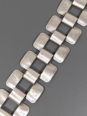 Vintage Sarah Coventry Melody Silver Tone Etched Panel Wide Bracelet 7.5 Inch • $9.09