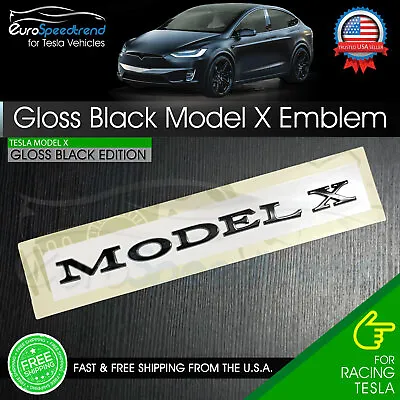 Tesla Model X Emblem Gloss Black Rear Trunk Lid Badge Logo P100D P90D P85D PLAID • $46.65