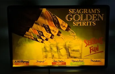 Vintage Seagrams Golden Spirits Serious Fun Light Up Bar Sign 21 1/2 X14  Works • $49.99
