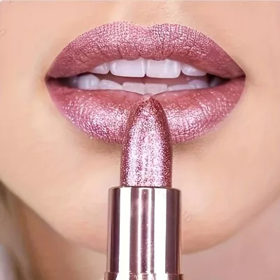 Rose Pink Glitter Lipstick Waterproof Long-Lasting • £5.99