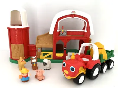 Fisher Price Little People Animal Sounds Farm 2005 & Tow & Pull Tractor Musical • $64.95