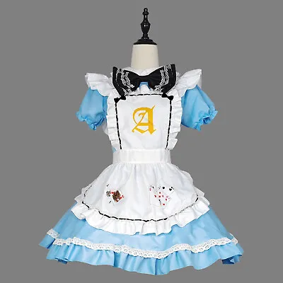 Alice In Wonderland Costume Dress W/Poker Apron Maid Lolita Fo Halloween Cosplay • $29.99