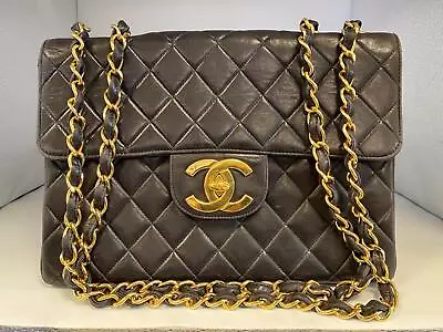 $3500 • Buy Authentic Vintage CHANEL Jumbo CC Classic Single Flap Lambskin Shoulder Bag