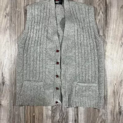 Vintage 90’s Grey Wool Button Up Vest • $22