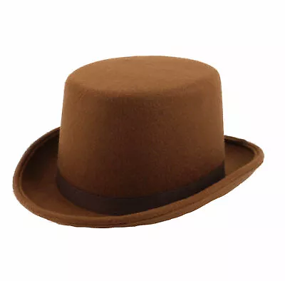 Kids Brown Willy Wonka Victorian Mad Hatter Top Hat World Book Day Fancy Dress • £11.99